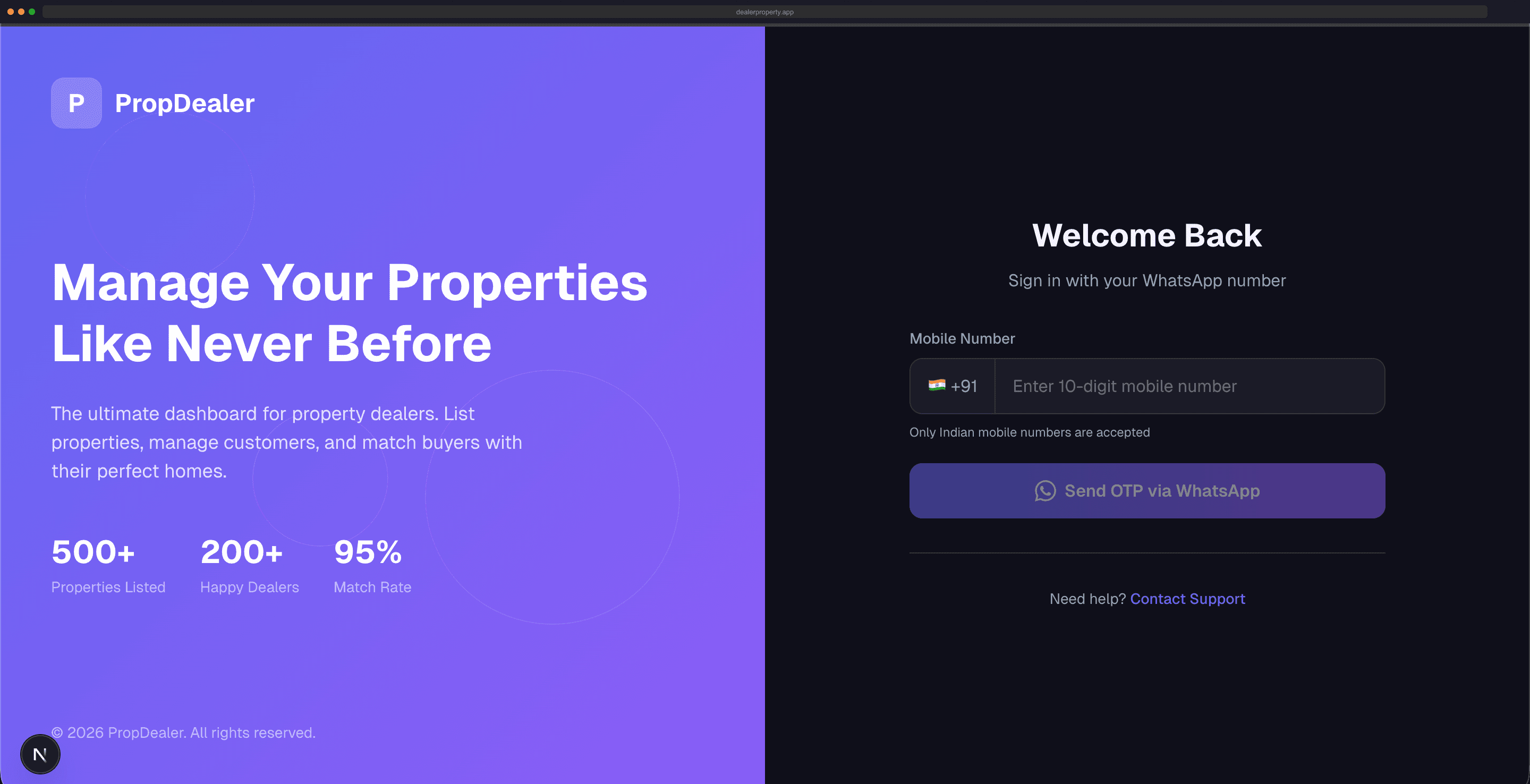 DealerProperty Portal Dashboard