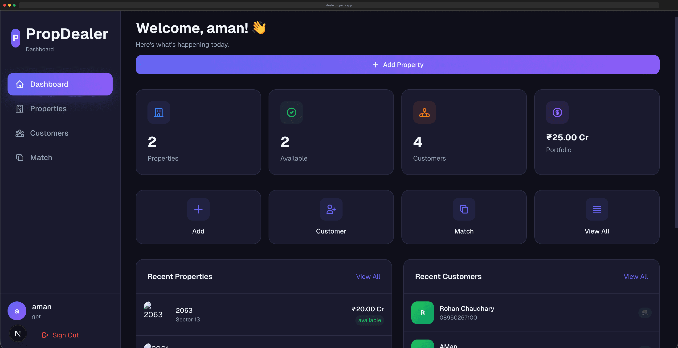 DealerProperty Listings View