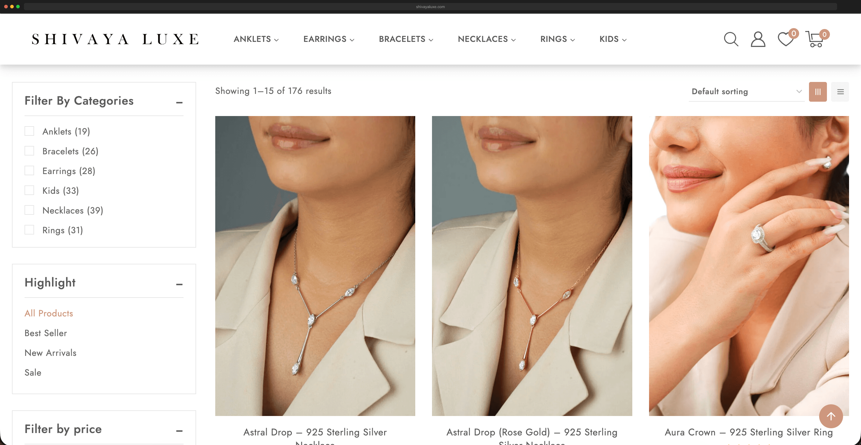 Shivaya Luxe homepage